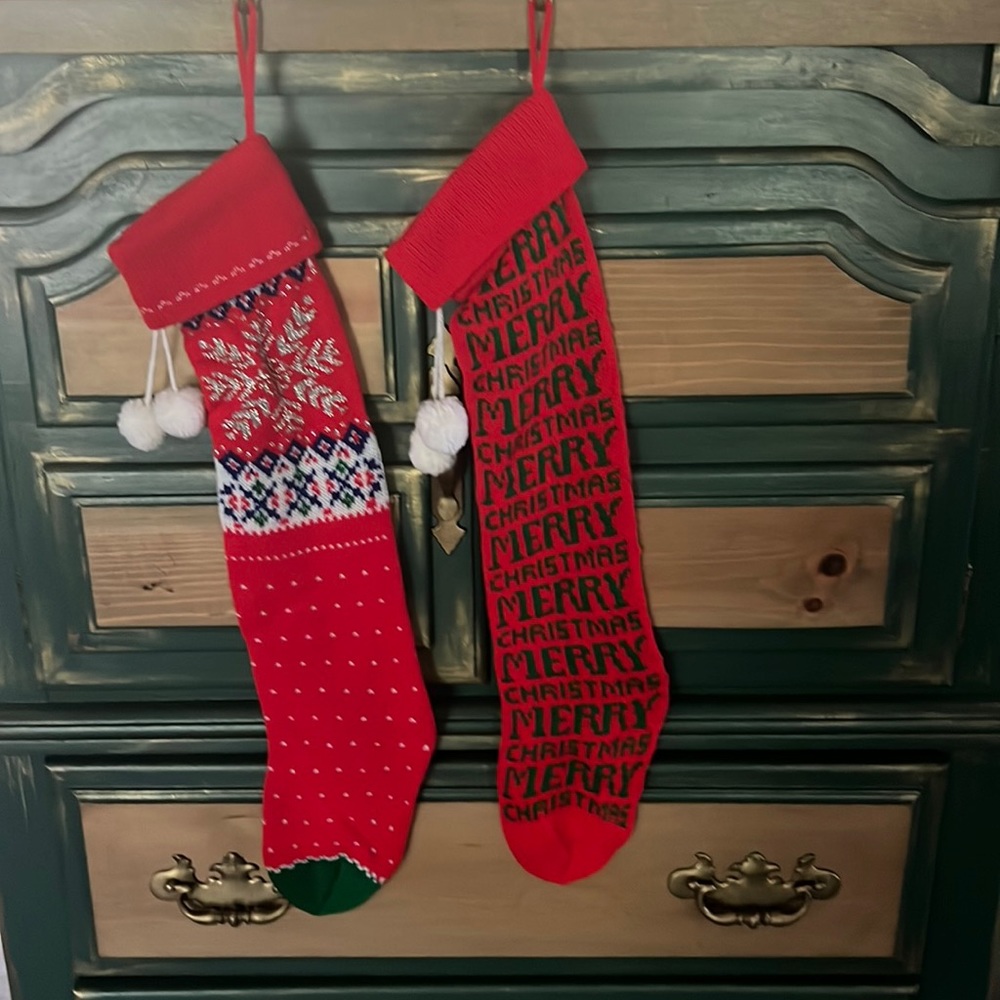 Vintage Christmas knitting socks